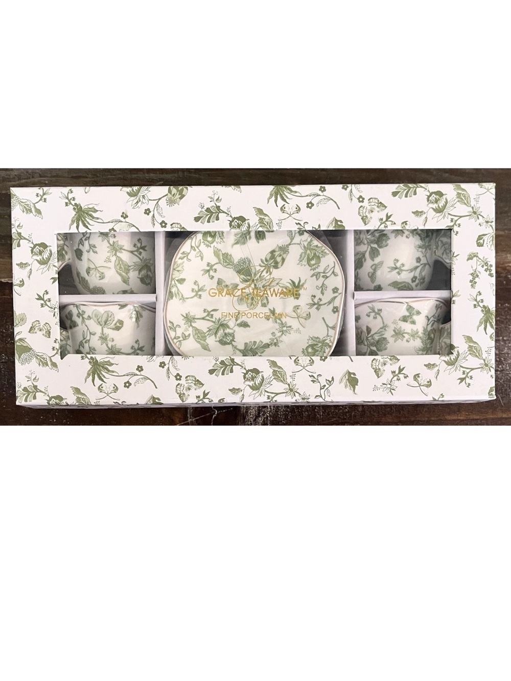 Grace Teaware 8 PC Coffee Espresso Gift Set Greeny Garden Butterflies Butterfly